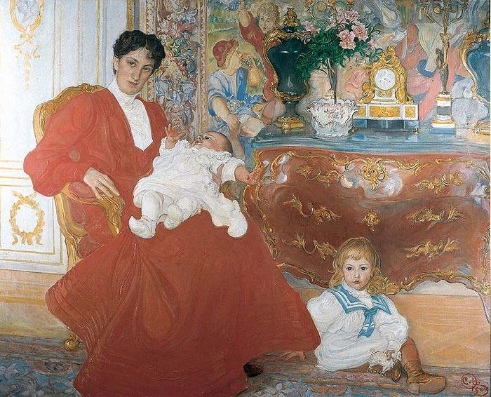 Carl Larsson Mrs Dora Lamm and Her Two Eldest Sons oil painting picture